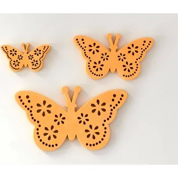 Dřevěné dekorace - MOTÝLEK ŽLUTÝ - 1A - MALÝ 2 X 3,4 cm