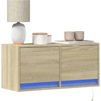 Televizní stolek Nástěnná TV skříňka s LED osvětlením bílá 140 x 31 x 38 cm