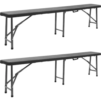 Zahradní lavice Skládací zahradní lavice 2 ks 180 cm HDPE černé