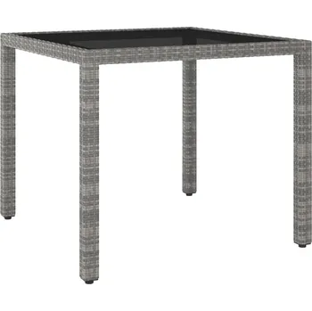Zahradní stůl Zahradní stůl se skleněnou deskou béžový 90x90x75 cm polyratan