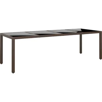 Zahradní stůl Zahradní stůl 250 x 100 x 75 cm tvrzené sklo a polyratan šedý