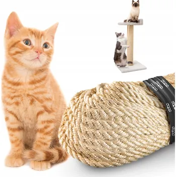 Sizalové lano 10mm 45m Šňůra na škrabadlo pro kočky, DIY hračky pro zvířata
