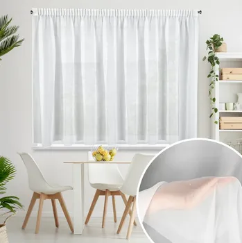 Záclona Dekorační krátká voálová záclona s řasící páskou na žabky 400x150 cm LUCYA bílá MyBestHome