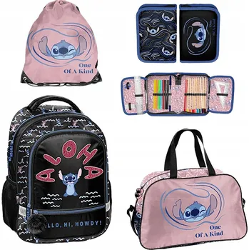 Školní batoh Školní sada Stitch Paso batoh, pytlík na přezůvky, taška, penál pro dívky do 1.-3. třídy