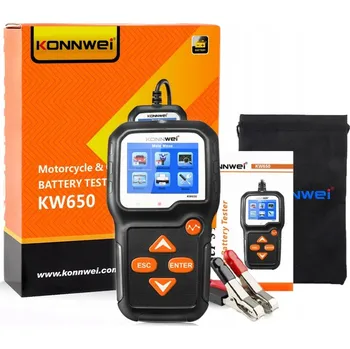 Tester autobaterie Konnwei KW650 LCD tester baterií digitální měřič 6V 12V Polské Menu