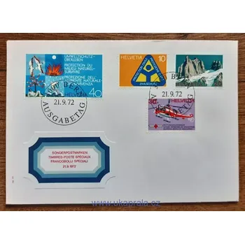 Sběratelství ŠVÝCARSKO FDC 975/8, výročí II, r. 1972