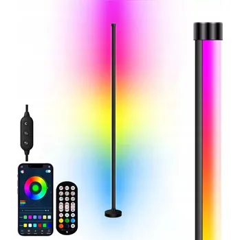 Stojací lampa ROHOVÁ STOJACÍ LED LAMPA RGB S HUDBOU, OVLÁDÁNÍM A APLIKACÍ, 120 cm