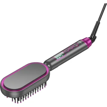 Žehlička na vlasy Hoco Elektrický hřeben na rovnání vlasů s digitálním displejem Hp44 Rose Red