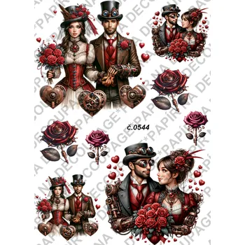 Umělecký papír Rýžový a soft papír na decoupage - Steampunk - KB0544 Materiál: Soft, Rozměr: A4