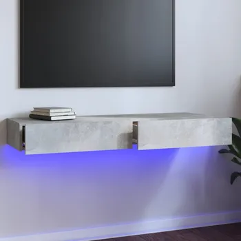 Televizní stolek TV skříňka s LED osvětlením betonově šedá 60 x 35 x 15,5 cm