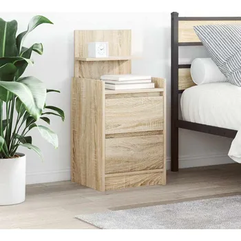 Noční stolek Noční skříňka se 2 zásuvkami černá 38x34x80 cm