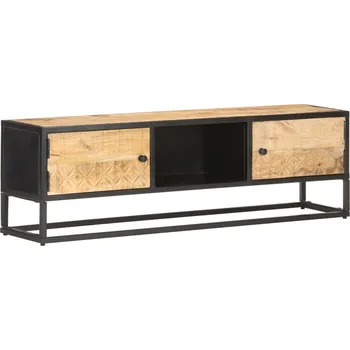 Televizní stolek TV stolek s vyřezávanými dvířky 90 x 30 x 40 cm hrubý mangovník