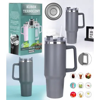 TERMOHRNEK TERMOSKA SE SLÁMKOU NEREZOVÁ OCEL VELKÝ XXL 1200 ML