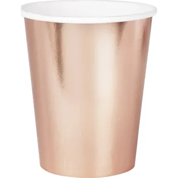 Party nádobí Elegantní papírové kelímky 220 ml rose gold, 6 ks
