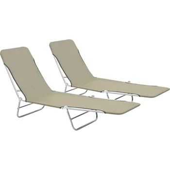 Zahradní lehátko Skládací zahradní lehátka 2 ks ocel a látka šedá