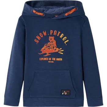 Chlapecká mikina Dětská mikina s kapucí námořnická modrá melanž a oranžová 104