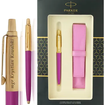 ZLATÉ PROPISKA JOTTER PARKER S GRAVÍROVÁNÍM MAGENTA DÁREK PRO DCERU POUZDRO 24K