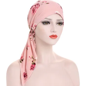 Šátek Šátek na hlavu - růžový s květinami