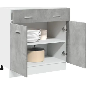 Kuchyňská skříňka Zásuvková skříňka "Lyon" betonově šedá 80 x 46 x 81,5 cm, dřevěné podlahy