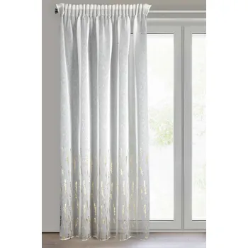 Dekorační vzorovaná záclona režného vzhledu s řasící páskou JUDY bílá/zlatá 140x270 cm (cena za 1 kus) MyBestHome