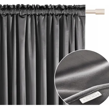 Obraz Hotový závěs VELUR velurová na pásce žabky 140x270 Bianca šedá tmavá