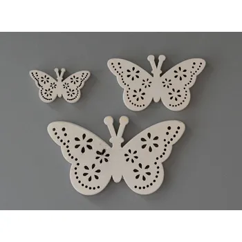 Dřevěné dekorace - MOTÝLEK BÍLÝ - 4A - MALÝ 2 X 3,4 cm