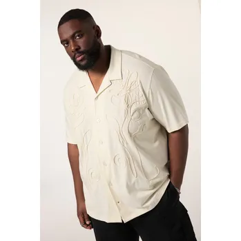 Pánská košile STHUGE, Plus size Žerzejová košile STHUGE, krátké rukávy, hranatý střih, do 8XL pro plnoštíhlé nadměrná velikost, 836914664-1460, béžový, XXL, Plus size oblečení, Oblečení pro vysoké muže, Nadměrné velikosti, Oblečení pro plnoštíhlé.