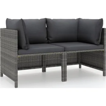 Zahradní pohovka Dílčí středová pohovka s poduškami černá polyratan