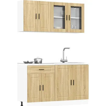 4dílná sada kuchyňských skříněk "Porto" černá, z umělého dřeva