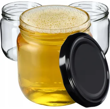 Sklenice 24x SKLENICE 425ML ZAVAŘOVACÍ SKLENICE NA MED A DŽEM ŠROUBOVACÍ VÍČKA FI82