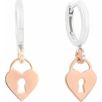 Náušnice Dámské kruhové náušnice s přívěskem Secrecy E8503CDAW2900 Mincovní stříbro Růžová (3 cm)