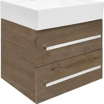 Koupelnový nábytek Koupelnová skříňka s umyvadlem SAT Cube Way 60x53x46 cm dub Wellington mat CUBE46602DWSATCW