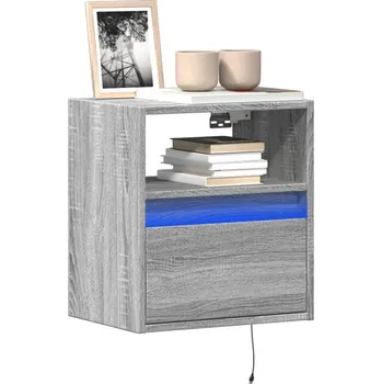 Televizní stolek Nástěnná TV skříňka s LED osvětlením šedá sonoma 41x31x45 cm