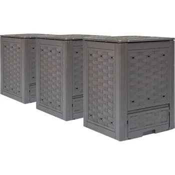 Kompostér Zahradní kompostéry 3 ks hnědé 60x60x83 cm 900 l plast ratan