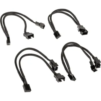 PC ventilátor Akasa PWM Lüftersplitter, 4er Pack řídicí jednotka PC ventilátoru černá