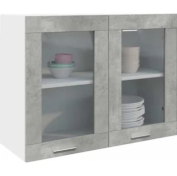 Kuchyňská skříňka Závěsná skleněná skříňka "Lyon" betonově šedá 80 x 31 x 60 cm