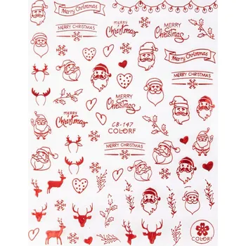 Přípravek na nehty Samolepky na nehty tenké samolepící vánoční CB-147 červené