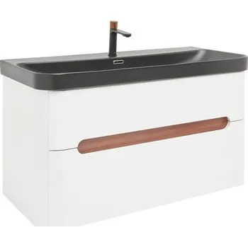 Koupelnový nábytek Koupelnová skříňka s umyvadlem a baterií SAT Fusion 97,5x53x45 cm bílá matná mat SATFUSION2100WBKMBA