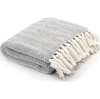 Přehoz na lůžko Přehoz bavlněný čtverečky 220 x 250 cm černý