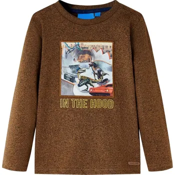 Dětské tričko s dlouhým rukávem koňaková melanž 116