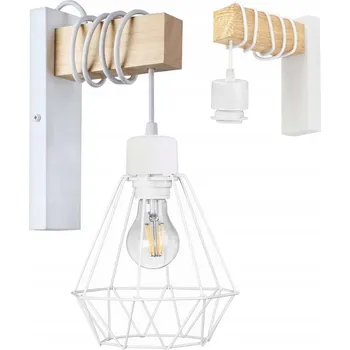 Nástěnné svítidlo Nástěnné svítidlo dřevěné LED Závěsné na kabelu stínidlo 1xE27 LOFT Bílé (Bílá)