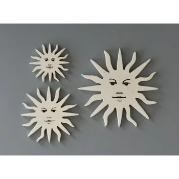 Dřevěné dekorace - SLUNCE BÍLÉ - A3 - VELKÉ - prům. 7 cm