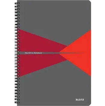 Zápisník Blok "Office", šedo-červená, čtverečkovaný, A4, 90 listů, LEITZ