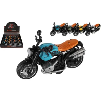 Hračka Teddies Motorka plast 13cm na zpětné natažení na baterie se světle, zvukem 4 barvy