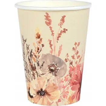 Party nádobí PAPÍROVÉ KELÍMKY S POLNÍMI KVĚTINAMI 270 ML 10 KS KELÍMKŮ ROZLUČKA SE SVOBODOU