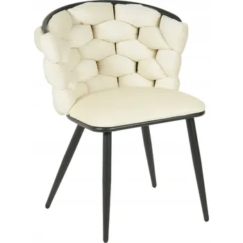 Krzesło Glamour ZOYA Béžová/Černá Pletené Opěradlo Designová Jídelní Židle ke Stolu