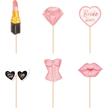 Party dekorace Sada 6 dekorací na dort 'Bride to be' – Toppery na rozlučku se svobodou