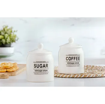 Dóza na potraviny NAVA keramické dózy KÁVA CUKR sada 2 ks VINTAGE Terrestrial 850 ml