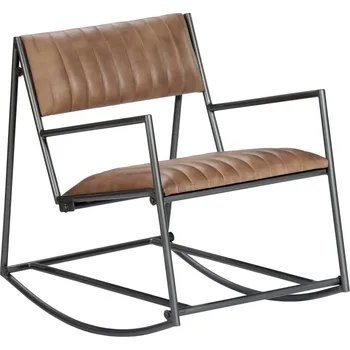 Křeslo Houpací křeslo černé pravá kůže