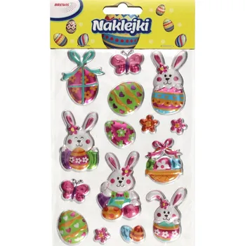 samolepka SAMOLEPKY S KUPOLOU, VELIKONOČNÍ ZAJÍČCI, VAJÍČKA 1, 5 KUSŮ SMĚS BAREV, BREWIS